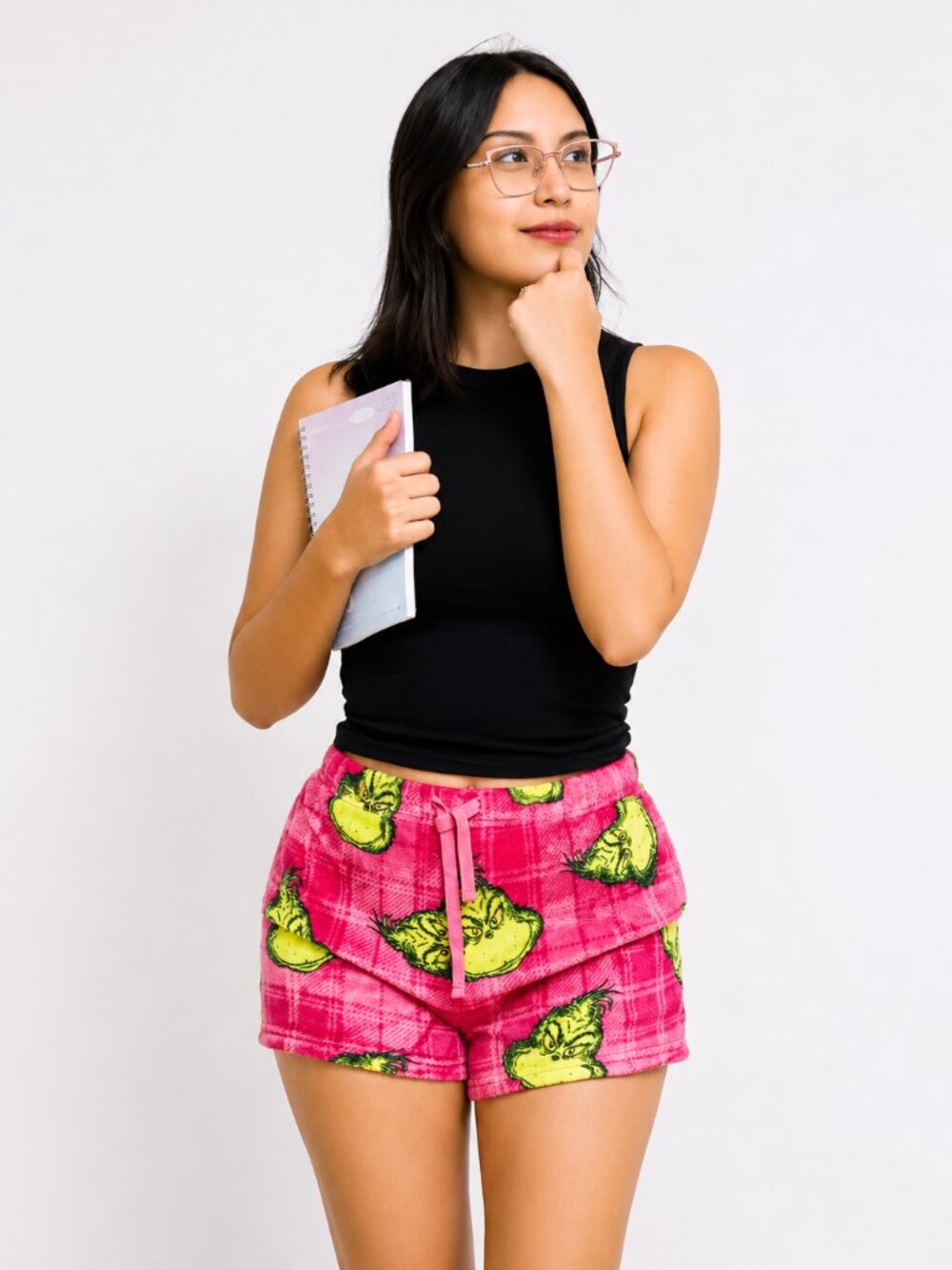 Women’s The Grinch Holiday Pajama Shorts, Christmas Print Lounge Shorts